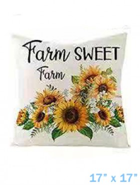 "Farm Sweet Farm" Sunflower Print Cushion & Filler